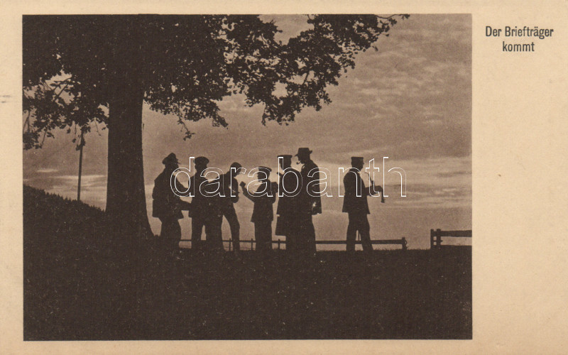 Der Briefträger kommt, Kriegssilhouetten der Deutschen Kriegsinternierten in der Schweiz / WWI German soldiers' silhouettes in Switzerland, Első világháborús német katonák sziluettje Svájcban