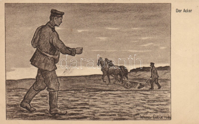 Első világháborús német katonai lap, farm s: Walter Lilie, Der Acker / WWI German military, farm s: Walter Lilie
