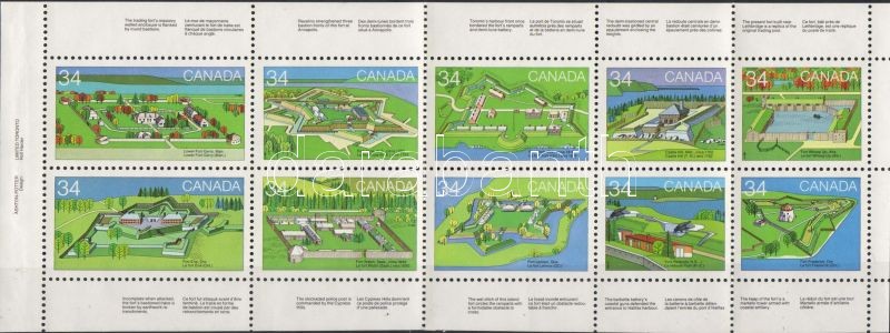 Erődök bélyegfüzetlap, Fortress stamp-booklet sheet