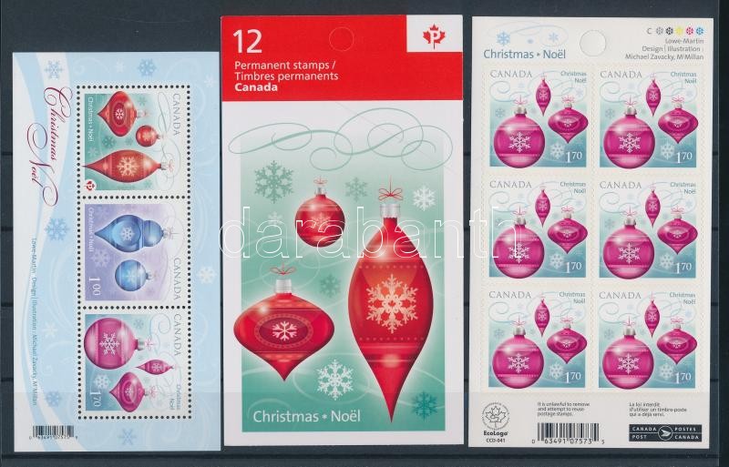 Karácsony blokk + öntapadós bélyegfüzet + füzetlap, Christmas block + Self-adhesive stamp booklet + page of booklet