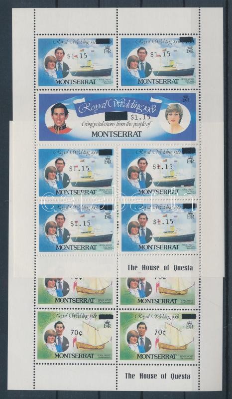 Forgalmi Károly herceg és Lady Diana esküvője 2 db kisív felülnyomással, Definitives Prince Charles and Lady Diana's wedding 2 mini sheet set with overprint