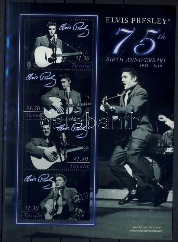 75th Anniversary of Elvis Presley's Birth mini sheet, 75 éve született Elvis Presley kisív