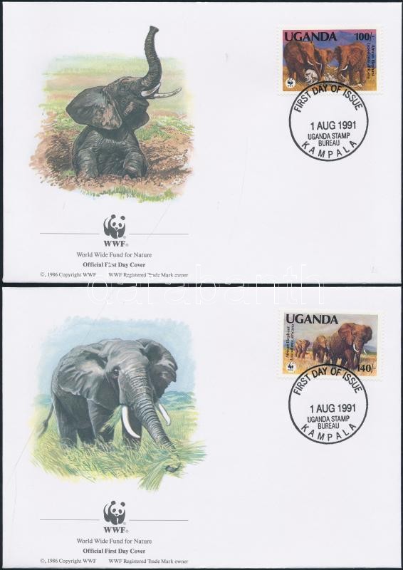 WWF: African Elephant set on 4 FDC, WWF: Afrikai elefánt sor 4 db FDC-n
