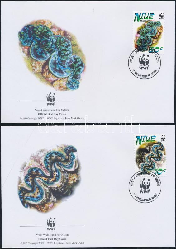 WWF Giant Clam set on 4 FDC, WWF Óriáskagylók sor 4 FDC-n