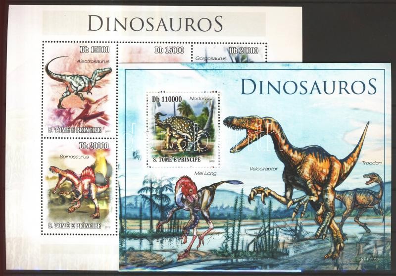 Dinosaurs mini sheet + block, Dinoszauruszok kisív