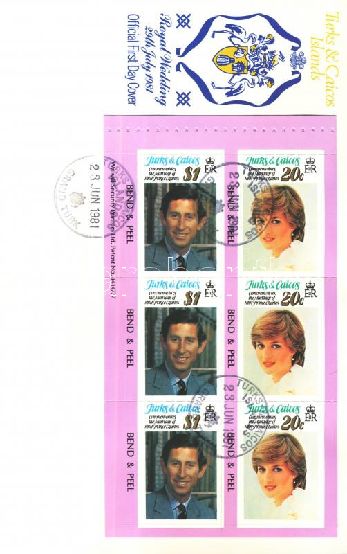 Károly és Diana esküvője bélyegfüzet FDC, Charles and Diana's wedding stamp-booklet FDC