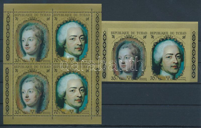 French Royal House perforated block of 4 + imperforated pair, A francia királyi ház fogazott négyestömb + vágott pár