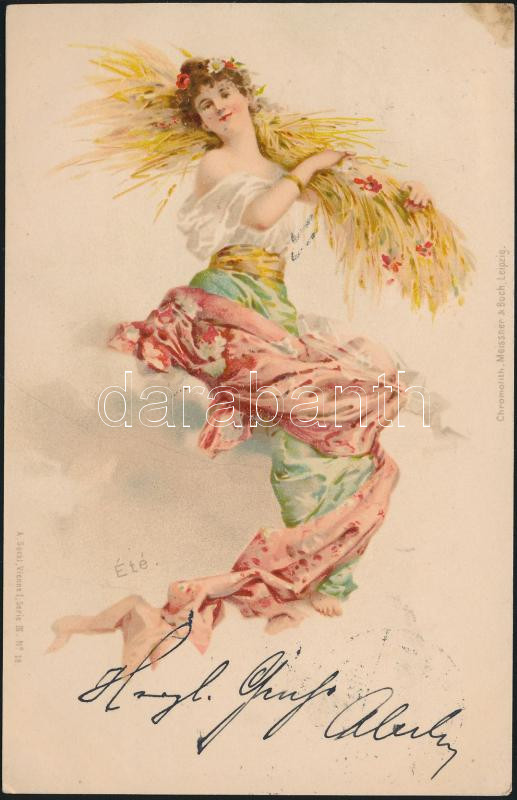 Lady, The summer, litho