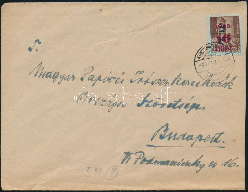 Inflation cover, (7. díjszabás) Távolsági levél Betűs II. Tl.2./10f bérmentesítéssel