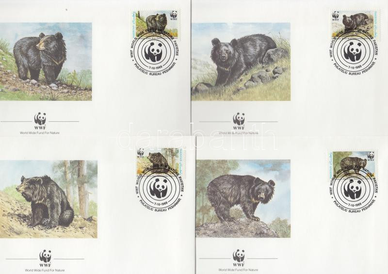 WWF: Bear set 4 FDC, WWF: Medve sor 4 db FDC-n