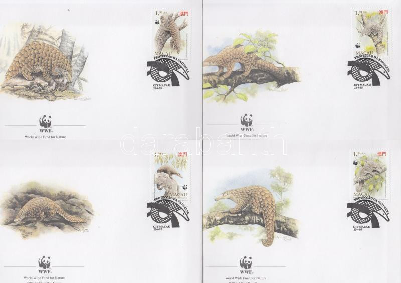 WWF: Pangolin set 4 FDC, WWF: Tobzoska sor 4 db FDC-n