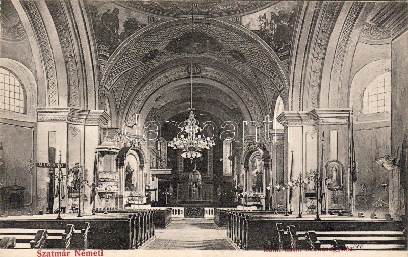 Szatmárnémeti, Római katolikus székesegyház, belső, kiadja Reizer János, Satu Mare, Roman Catholic cathedral, interior