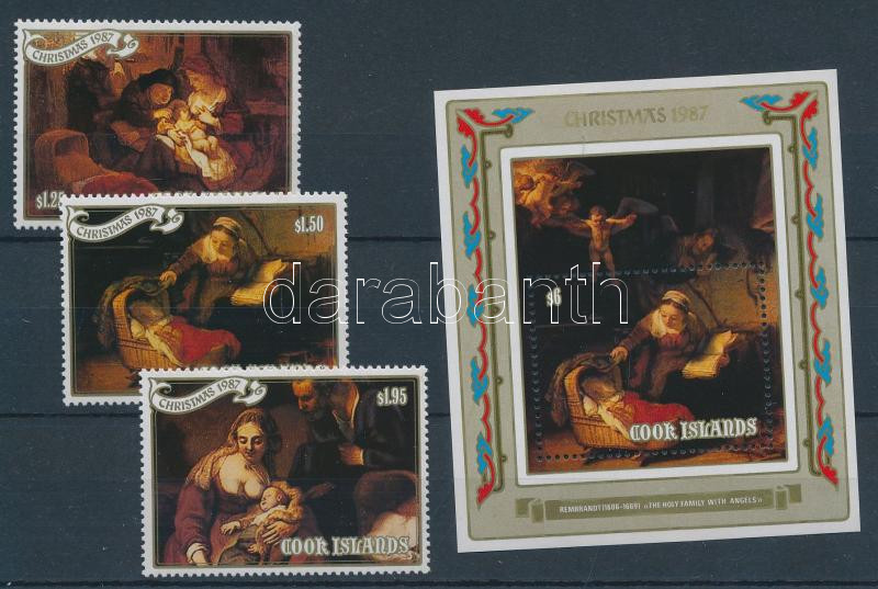 Christmas, Rembrandt paintings set + block, Karácsony, Rembrandt festmények sor + blokk