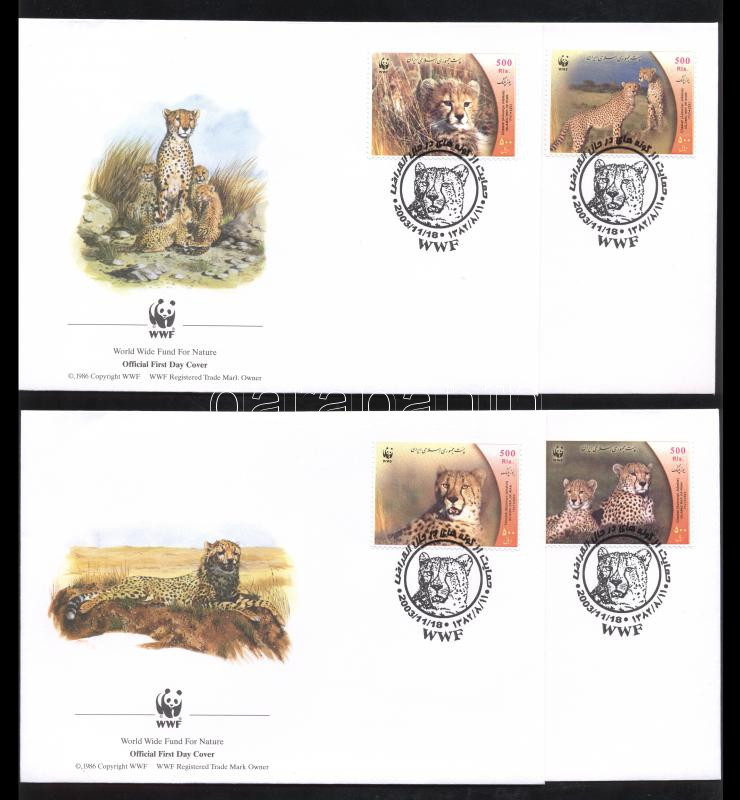 WWF Cheetah set 4 on FDC, WWF Gepárd sor 4 FDC-n