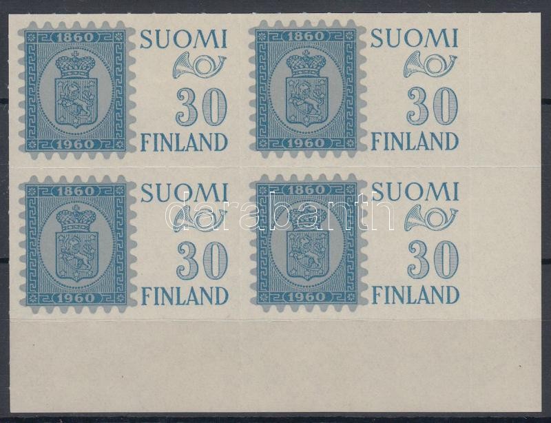 HELSINKI Stamp Exhibition margin corner block of 4, Bélyegkiállítás HELSINKI ívsarki négyestömb