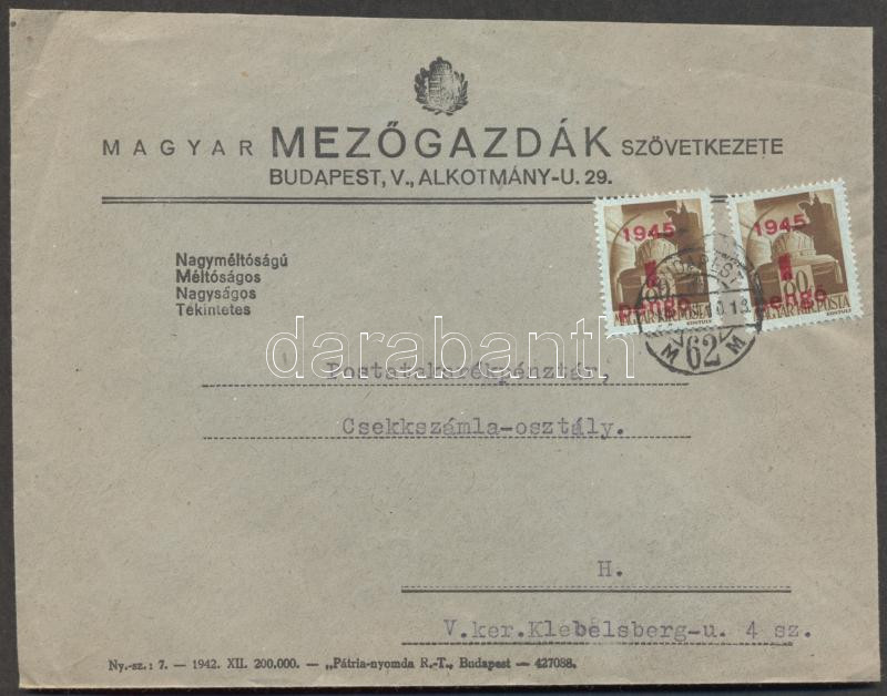 Inflation cover, (2. díjszabás) Helyi levél 2x Kisegítő 1P/80f bérmentesítéssel