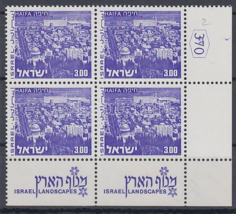 Landscapes stamp with tab in block of 4, Tájak tabos bélyeg négyestömbben
