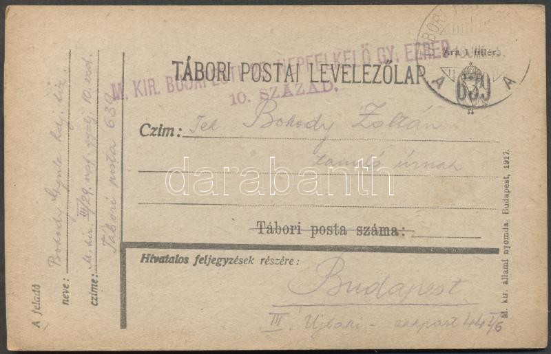 Military and field post, Postcard "TP 639A", Katonai és tábori posta; Levelezőlap "TP 639A"