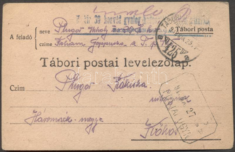 Military and field post, Postcard "TP 425a", Katonai és tábori posta; Levelezőlap "TP 425a"