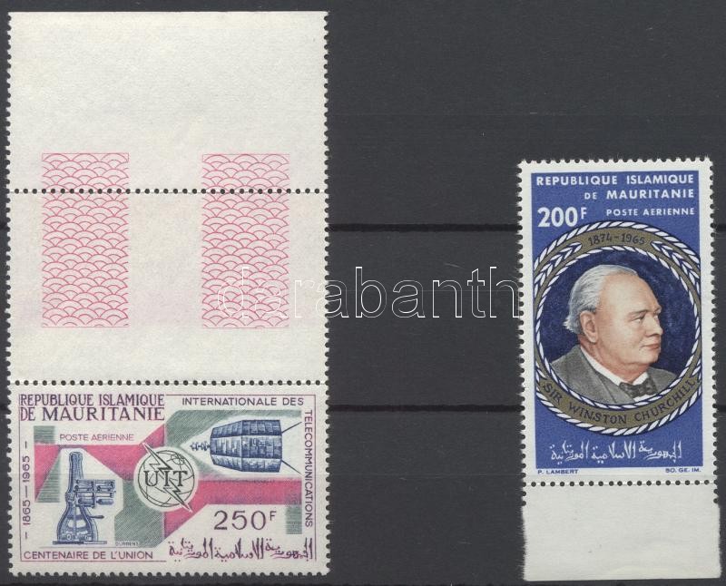 2 different margin airmail stamp, 2 klf ívszéli légiposta bélyeg