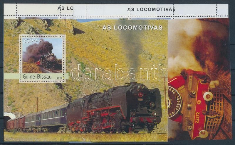 Locomotives mini sheet + set of block, Vonatok kisív sor + blokksor