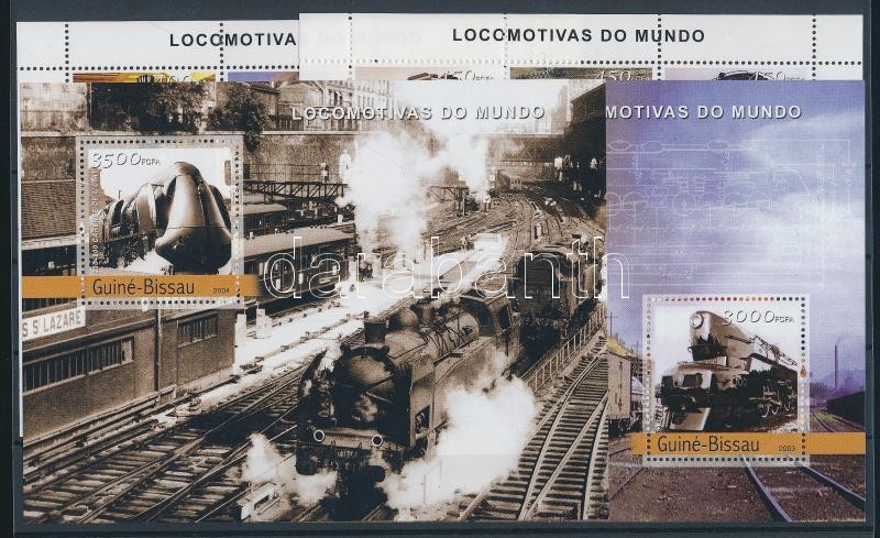Vonatok kisív sor + blokksor, Locomotives mini sheet + set of block