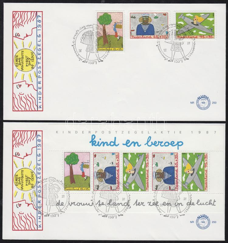 Children set + block on FDC, Gyermekek sor + blokk FDC-n