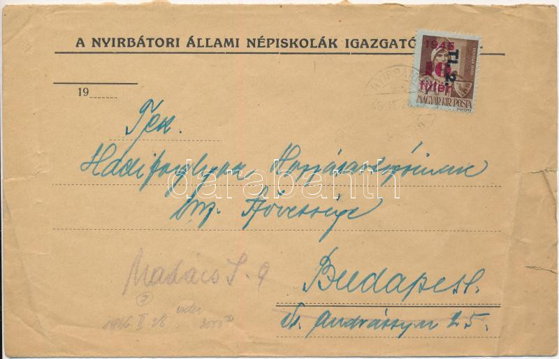 inflation cover franking, (7. díjszabás) Távolsági levél Betűs II. Tl.2./10f bérmentesítéssel