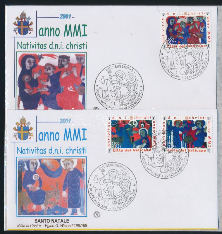 Christmas set on 2 FDC, Karácsony sor 2 db FDC-n