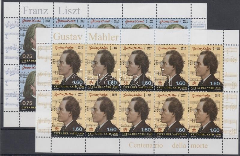 Liszt Ferenc és Gustav Mahler kisívpár, Franz Liszt and Gustav Mahler mini sheet pair