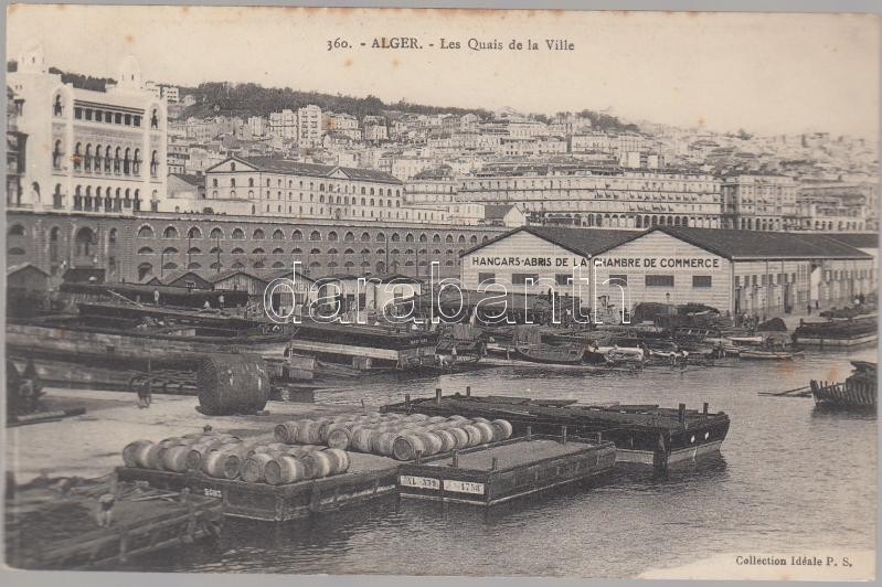 Algiers, quay, hangars, shelters of the Chamber of Commerce