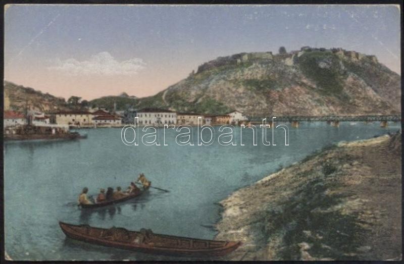 Shkodra castle, lake and boats