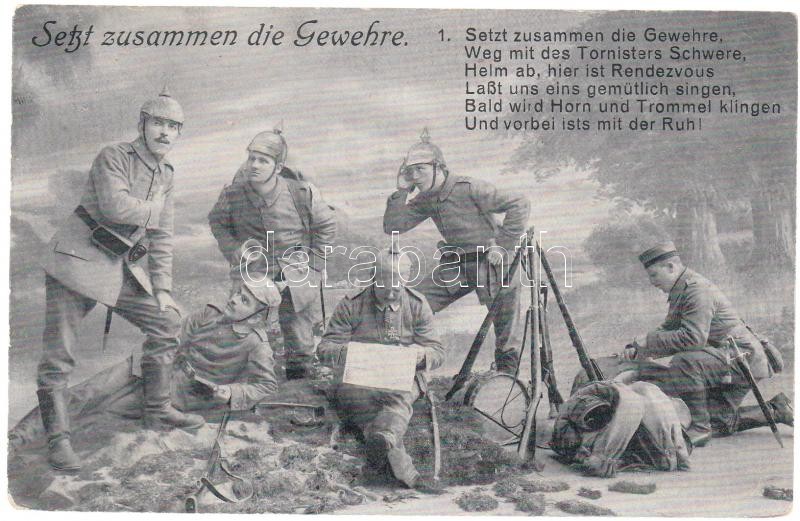 Első világháborús német katonák, tábor, WWI German soldiers, set up the guns