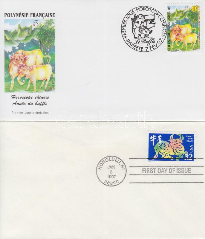 Year of ox on 4 FDCs, A Bivaly éve 4 FDC