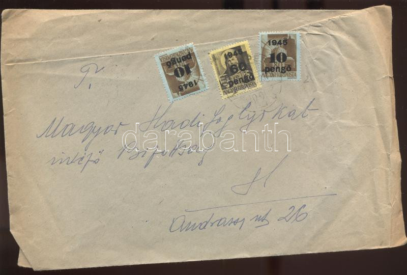 domestic cover franking, (5. díjszabás) Helyi levél Kisegítő 2x 10P/80f + 60P/18f bérmentesítéssel