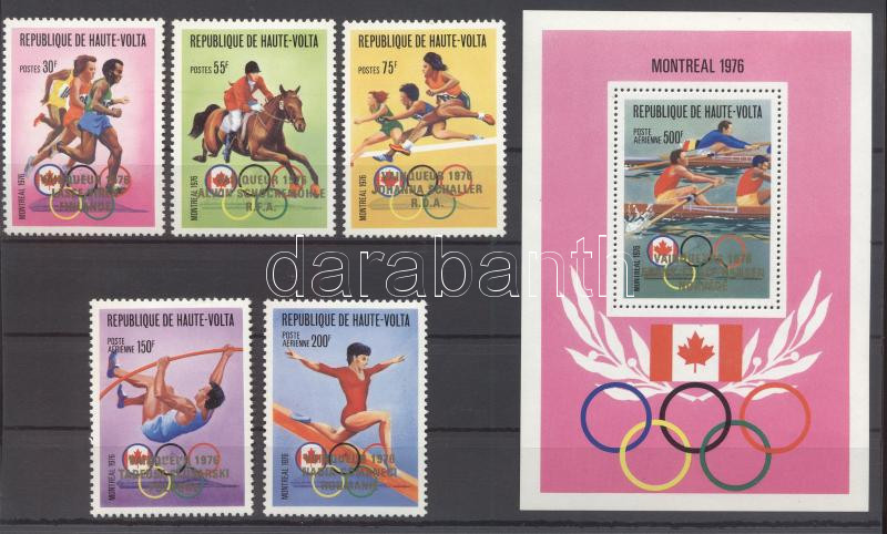 Olympic medal winners set with overprint + block, Olimpiai éremgyőztesek sor felülnyomással + blokk