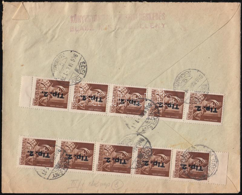 inflation cover franking, (8. díjszabás) Távolsági levél 10x Betűs Tlp.2./4f bérmentesítéssel