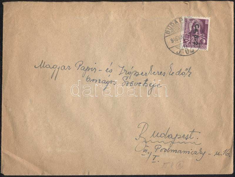 Domestic cover, (8. díjszabás) Helyi levél Betűs II. Cs.5-2./24f bérmentesítéssel