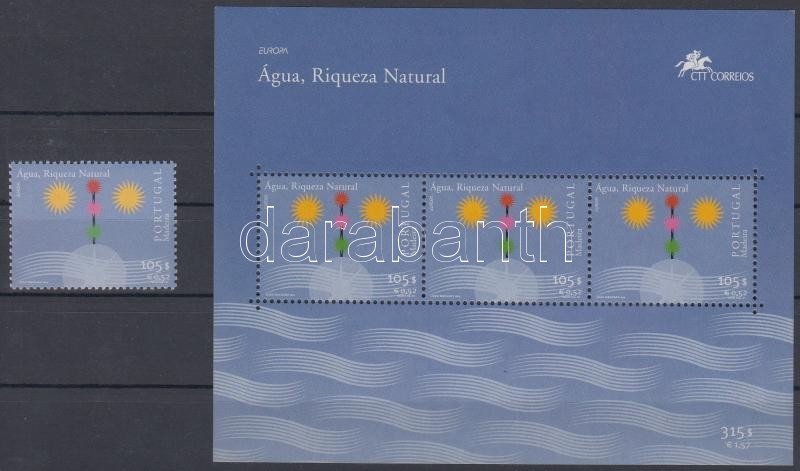 Europa CEPT: Life-giving water stamp+block, Europa CEPT: Éltető víz bélyeg + blokk