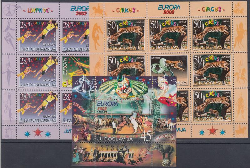 Europa CEPT: Cirkusz kisív pár + blokk, Europa CEPT: Circus mini-sheet pair+block