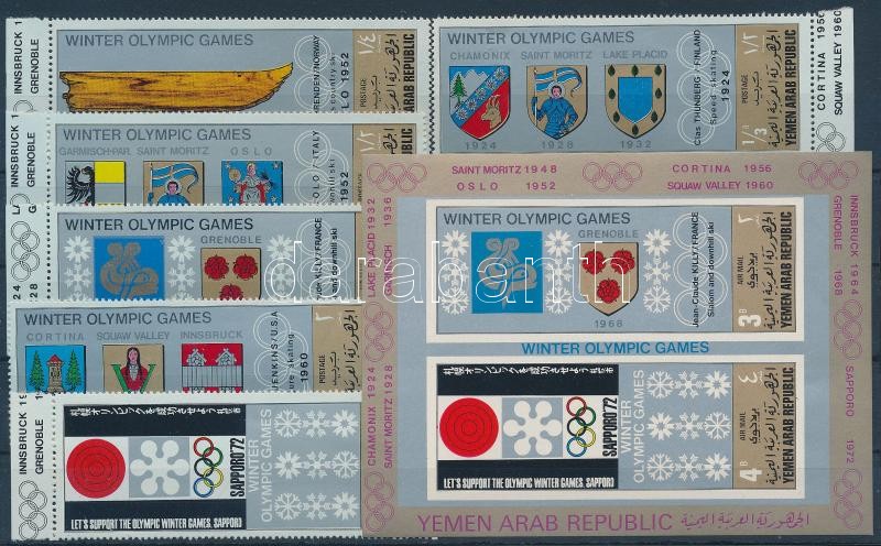 Coat-of-Arms of the Winter Olympics' Locations set+block, Téli olimpiai helyszínek címerei sor + blokk