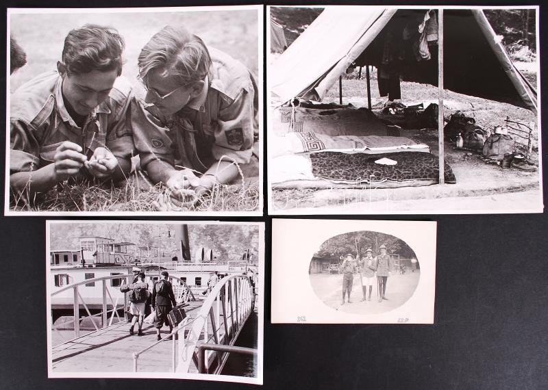 4 db háború előtti cserkészfotó 18x24 és 9x14 cm-es méretek között / Pre-war scout photos