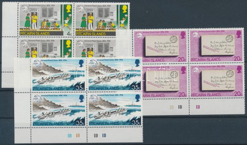 100th anniversary of UPU set corner blocks of 4, 100 éves az UPU sor ívsarki négyestömbökben