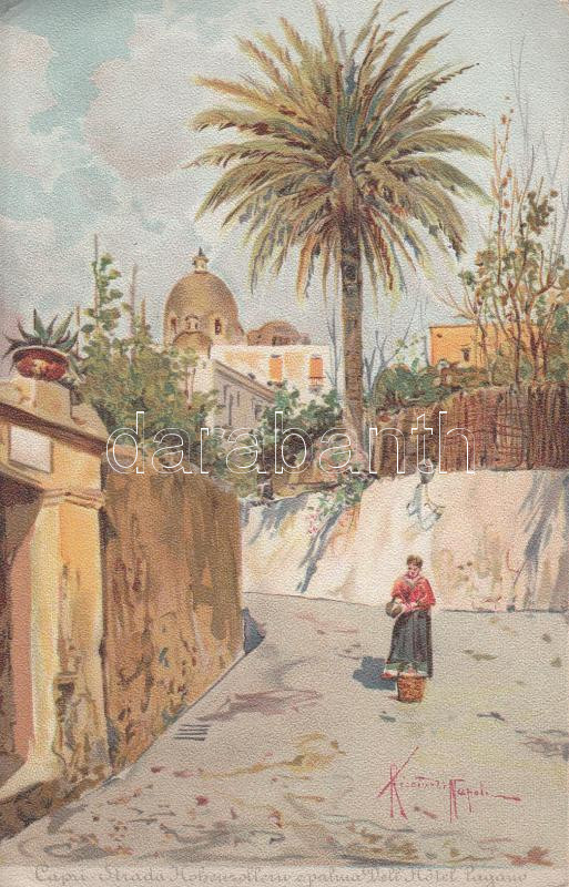 Capri, Strada Hohenzollern litho s: Ricciardi Napoli