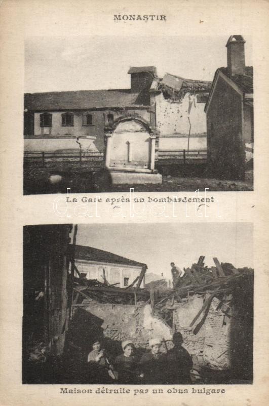 Bitola, Monastir WWI, destroyed railway station and houses