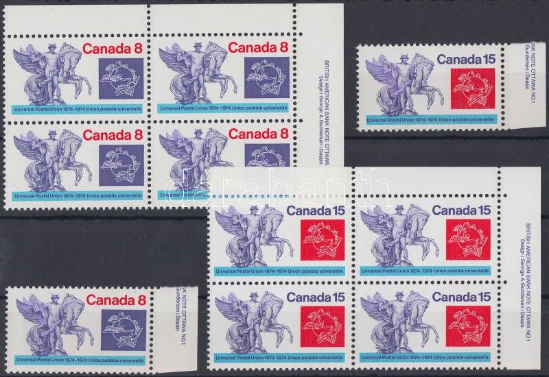 UPU Centenary set and block of 4 set, 100 éves az UPU sor és négyestömb sor