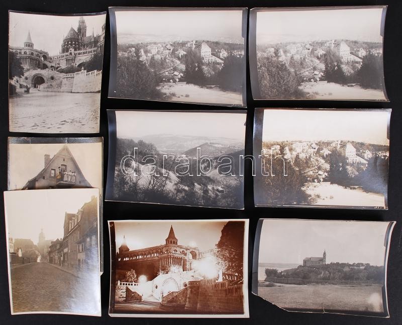 cca 1910 9 db városképes fotó, nagyrészt Budapest 11x10 cm