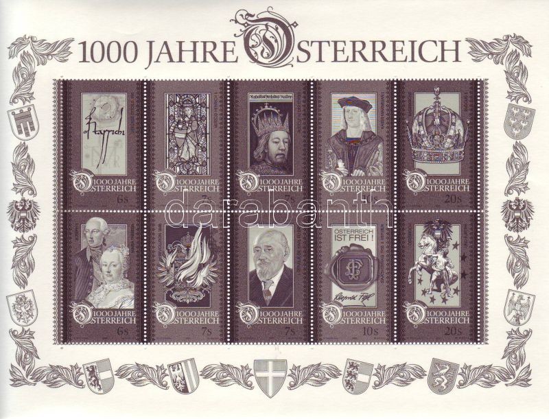 1000 years Austria block, 1000 éves Ausztria blokk, 1000 Jahre Österreich Block