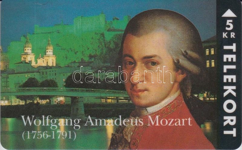 Telefonkártyák: 1994 Mozart 5KR használatlan telefonkártya. Példányszám: 2500