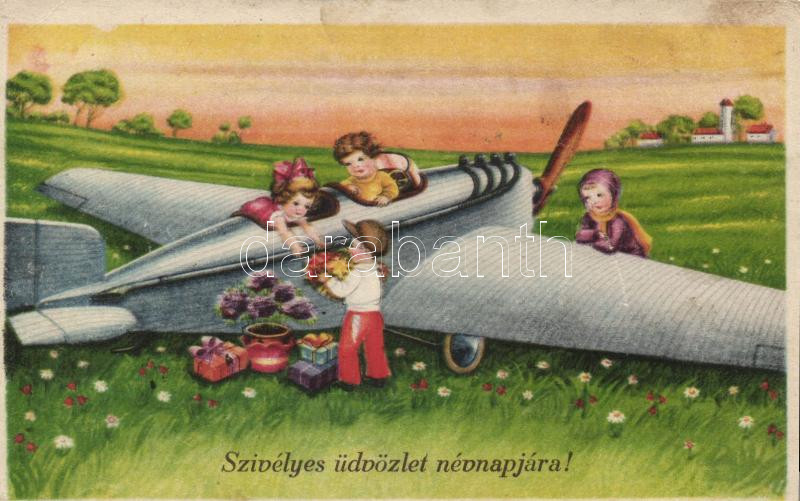 Nameday, aeroplane, Névnapi üdvözlőlap, repülőgép